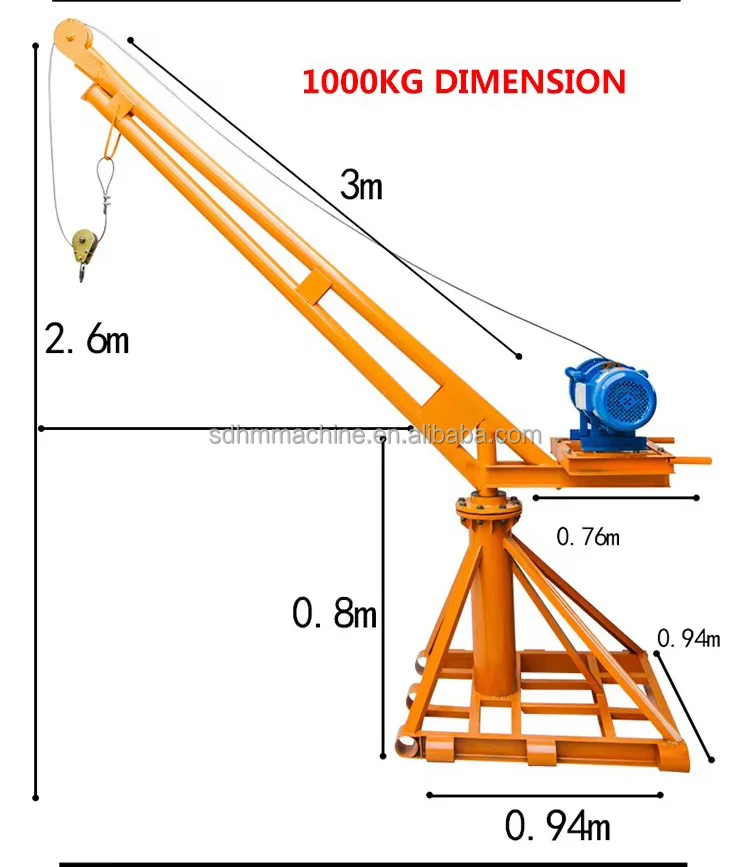 300kg mini crane degree Rotation Mobile telescopic crane mini crane