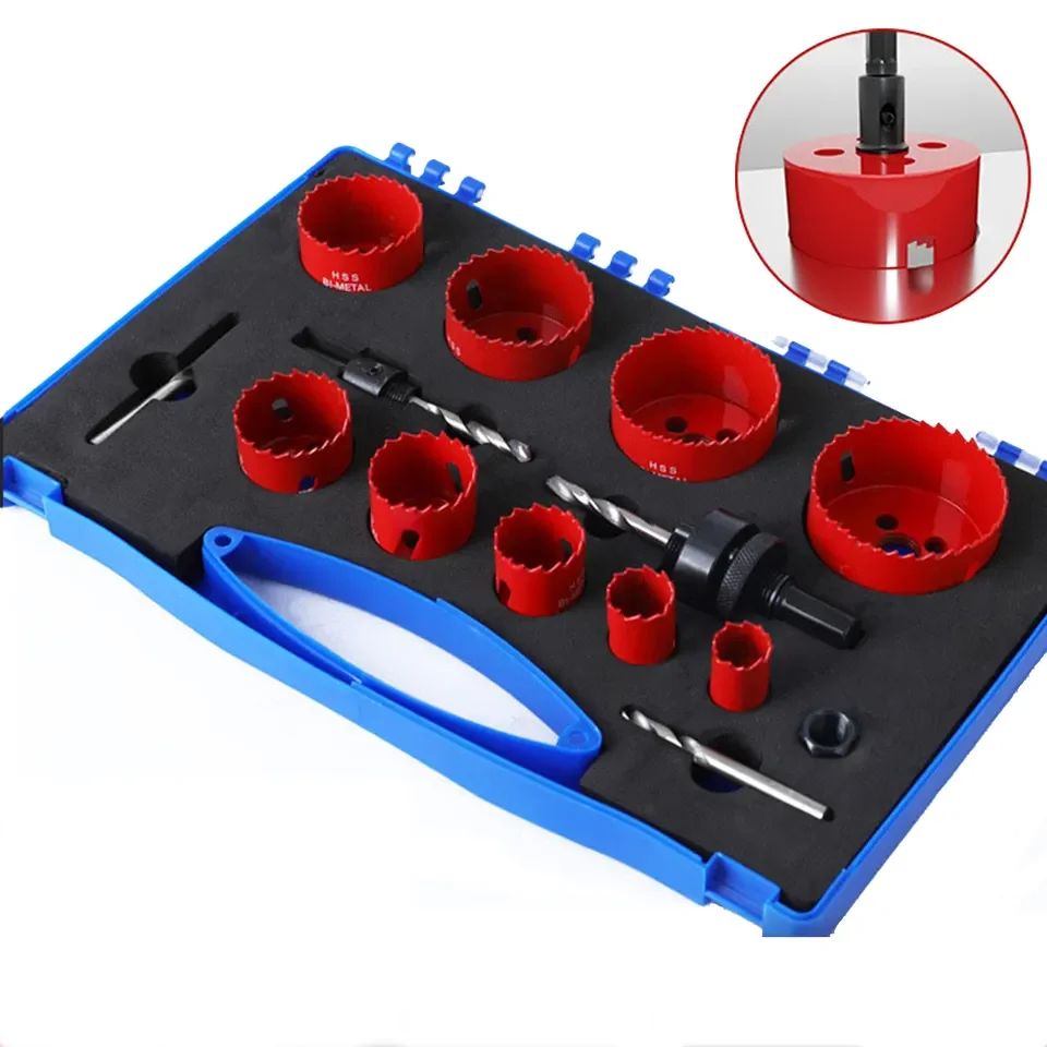Hot selling HSS bi-metal plastic metal wood bore drill bit hole saw tool kits sets