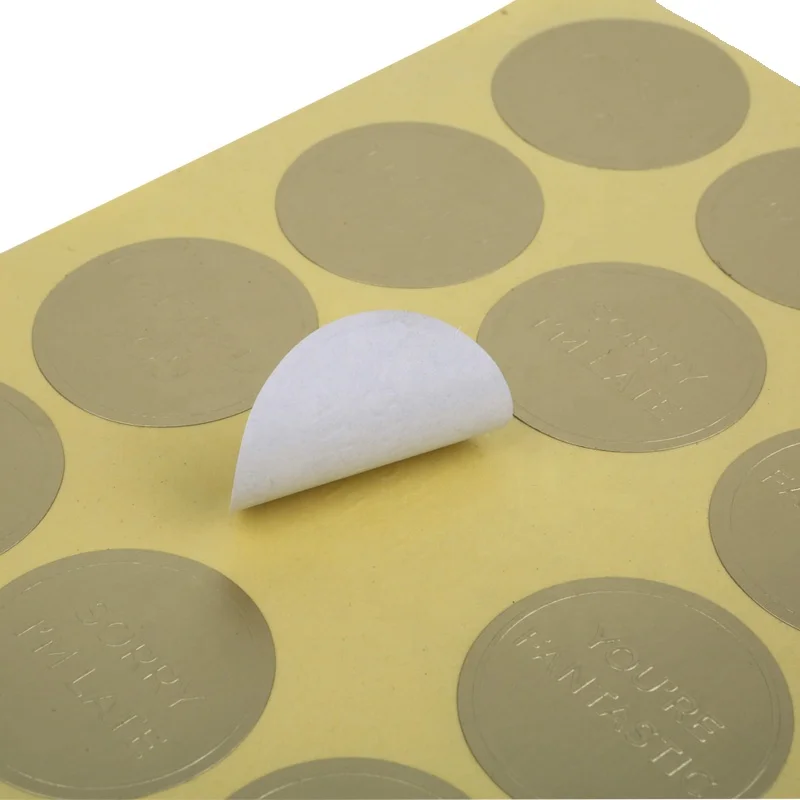 
Custom Label Printing Adhesive Copper Paper Gold Foil Round Seal Labels Embossed Logo Stickers 