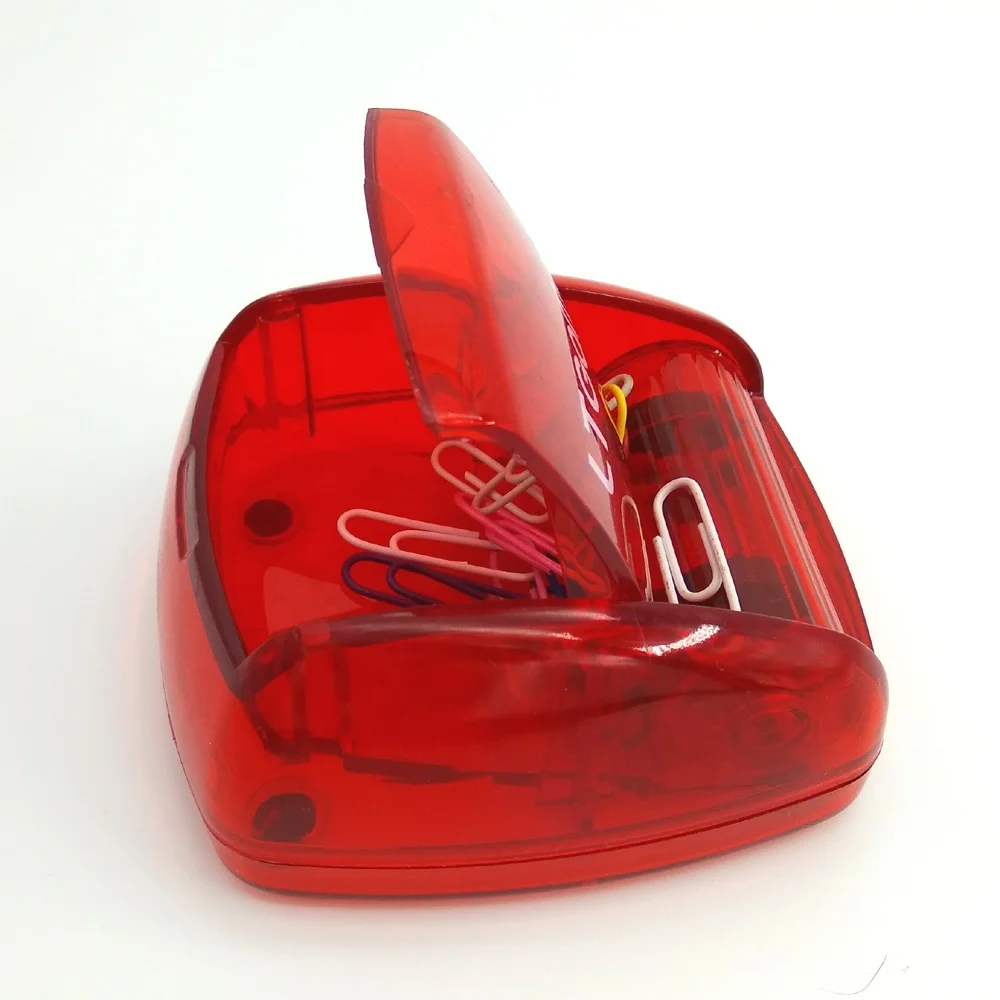 Office stationery advertising business gifts plastic rolling magnetic paper clip dispenser holder box with rotating magnet