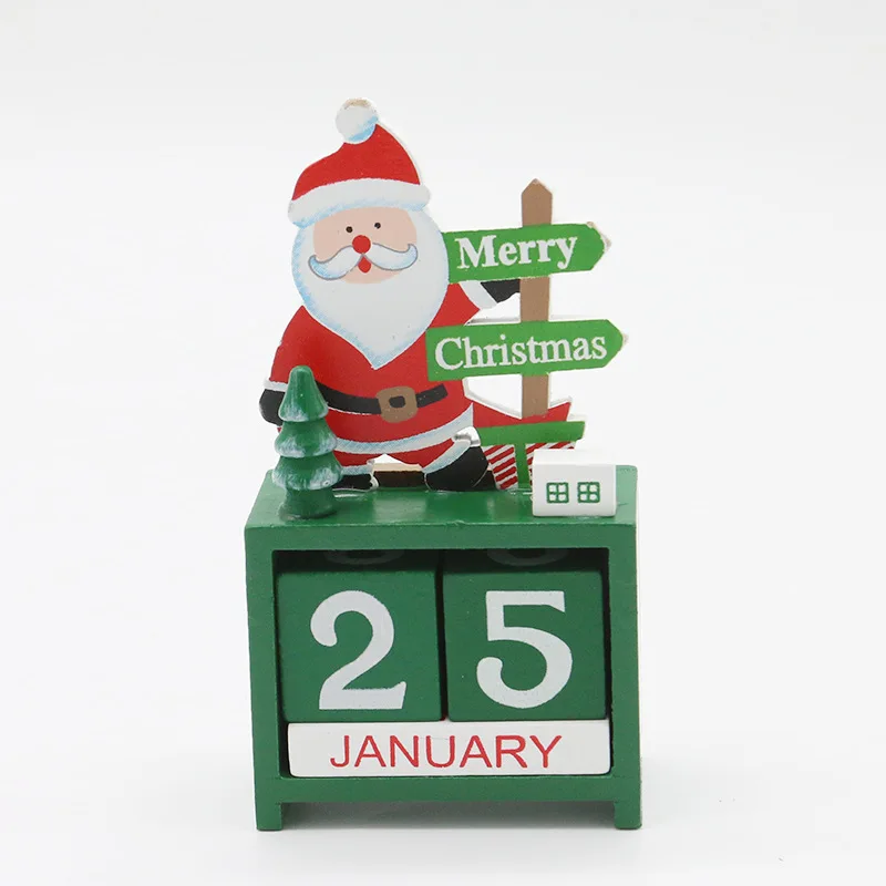 Christmas ornaments wooden Christmas tree calendar office  desktop Christmas countdown calendar building blocks