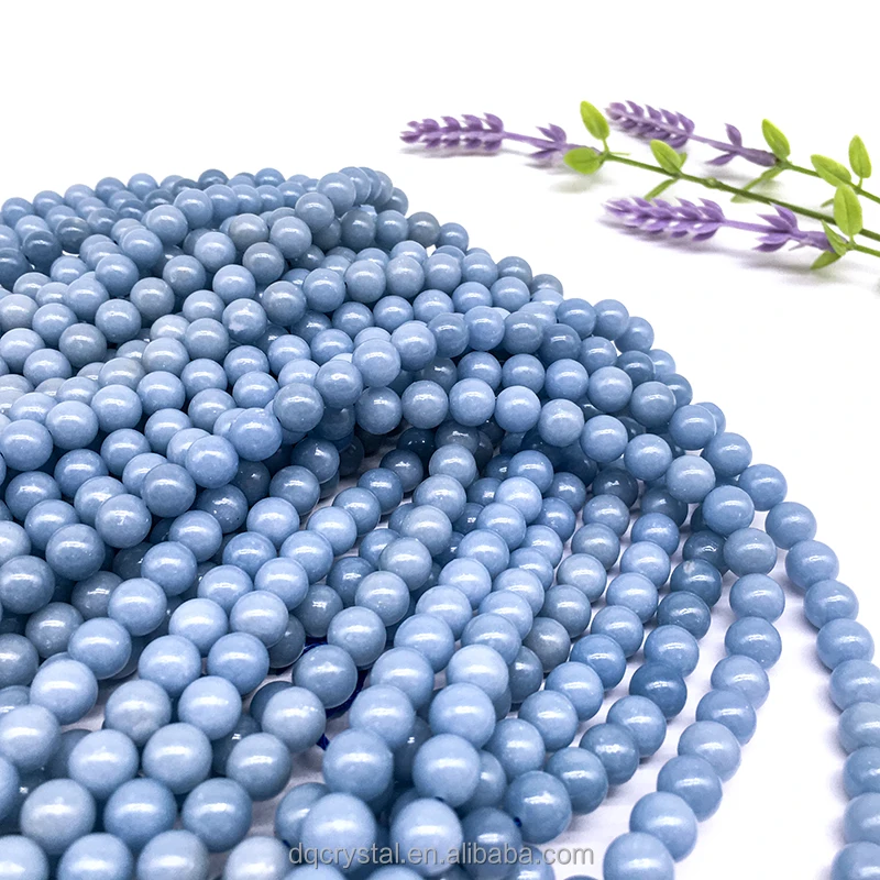 Crystal jewelry making angelite  bracelet supplies natural 8mm beads blue angelite stone feng shui bracelet for women gift