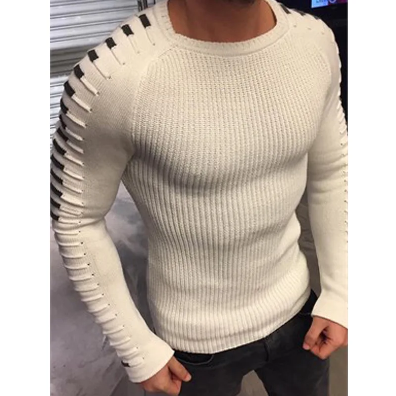 Autumn Winter Sweater Men 2021 New Arrival Casual Pullover O-neck Patchwork Knitted Men Sweaters Streetwear Men Long Sleeve
