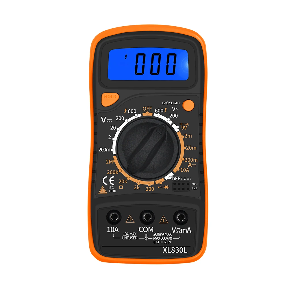 Portable Digital Multimeter Handheld Multimetro Backlight AC/DC Ammeter Voltmeter Ohm Tester Meter XL830L