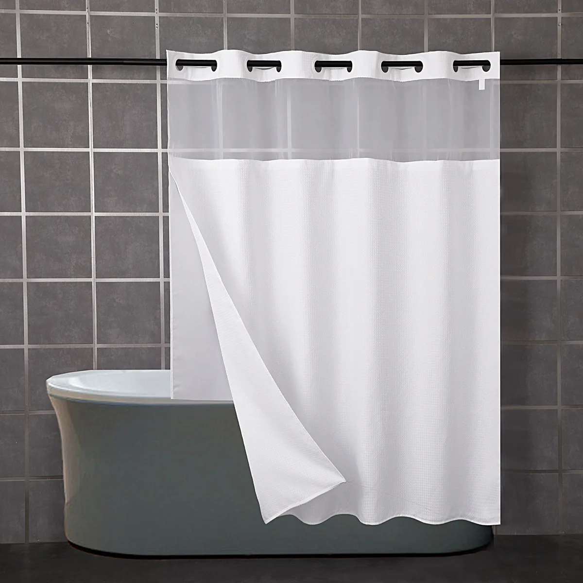 Custom Hotel Hookless PEVA Fabric Shower Curtain Liner for Bathroom Waterproof no Hook Designer Original factory Bath Curtain