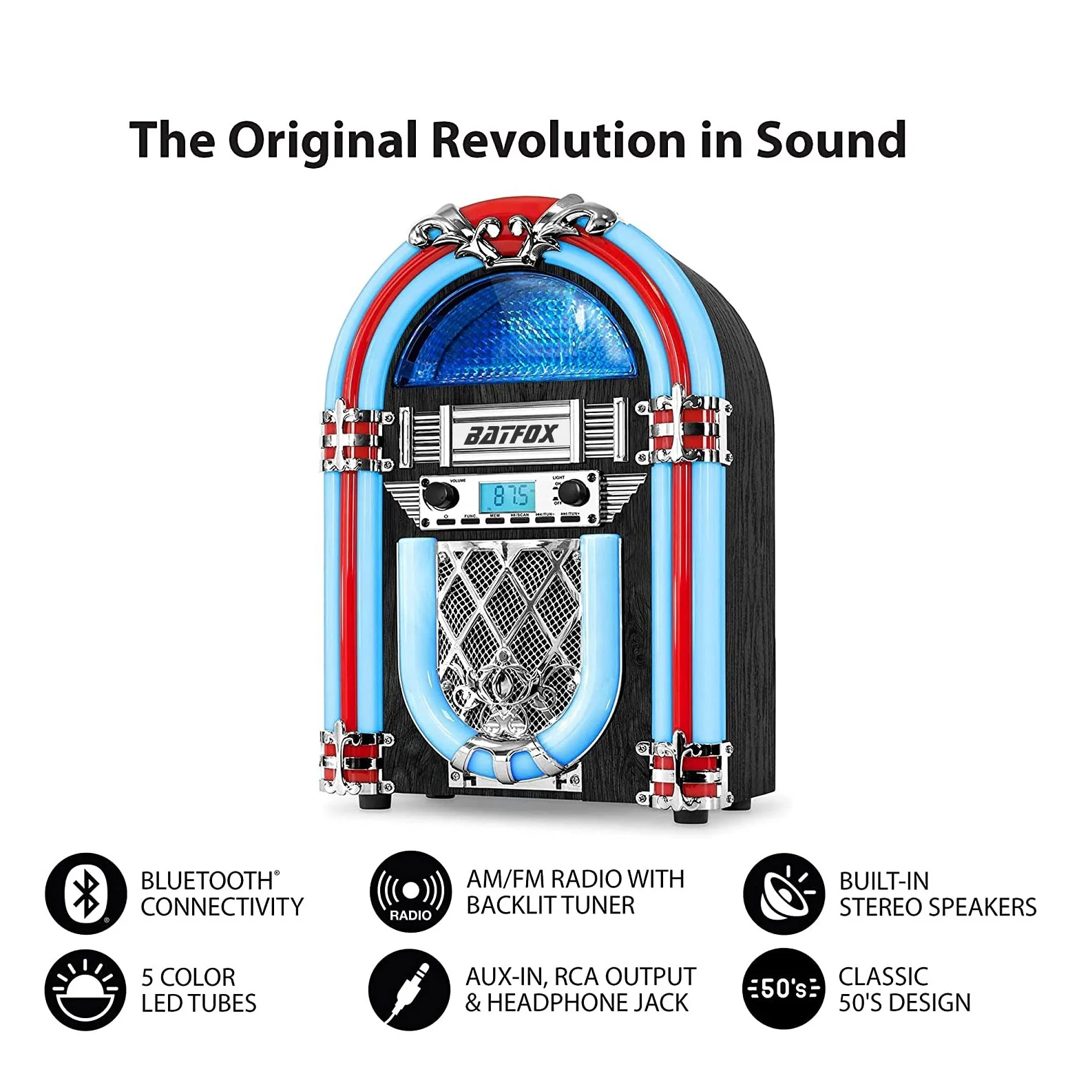 BATFOX 2022 Large Size Custom Vinyl Record FM Radio CD Player Player Phonograph Jukebox Machine Lp Player Retro Jukebox