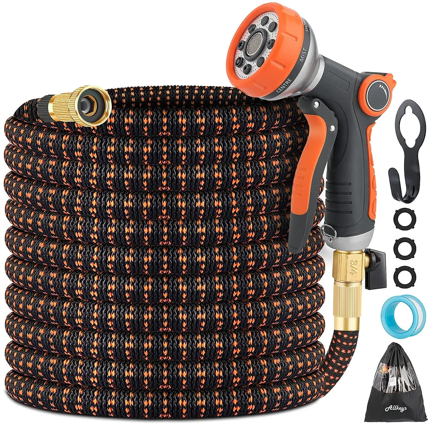 Retractable Garden Hose No Kink Flexible Water Hose Collapsible Hose with Functional Nozzle