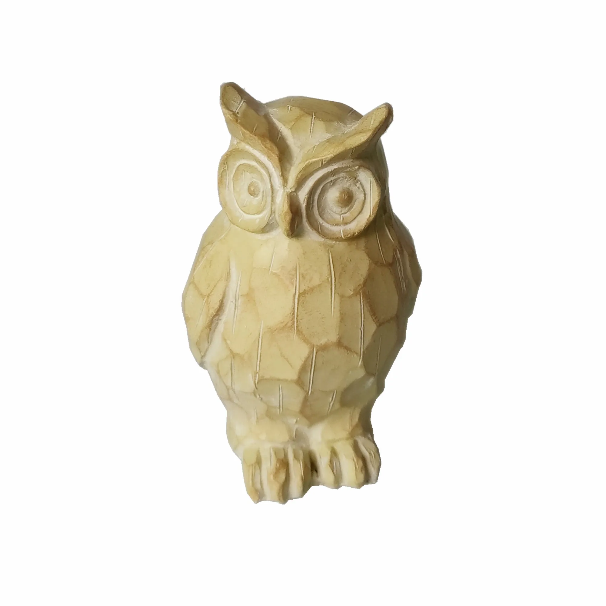 4 Inch Tabletop Wood Effect Polyresin Owl Sculpture Figurine Wood Carved Resin Owl Statue Decoration