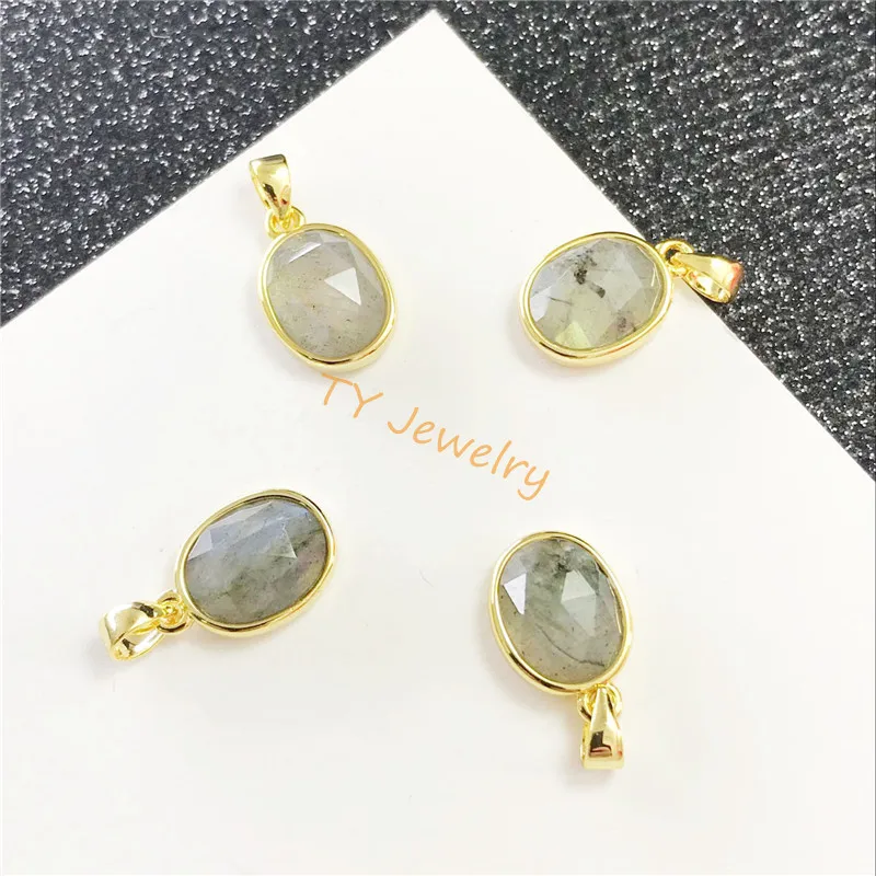 labradorite semi preciouse stone oval pendant  buckles pendant charm for Jewelry DIY for choker for earring