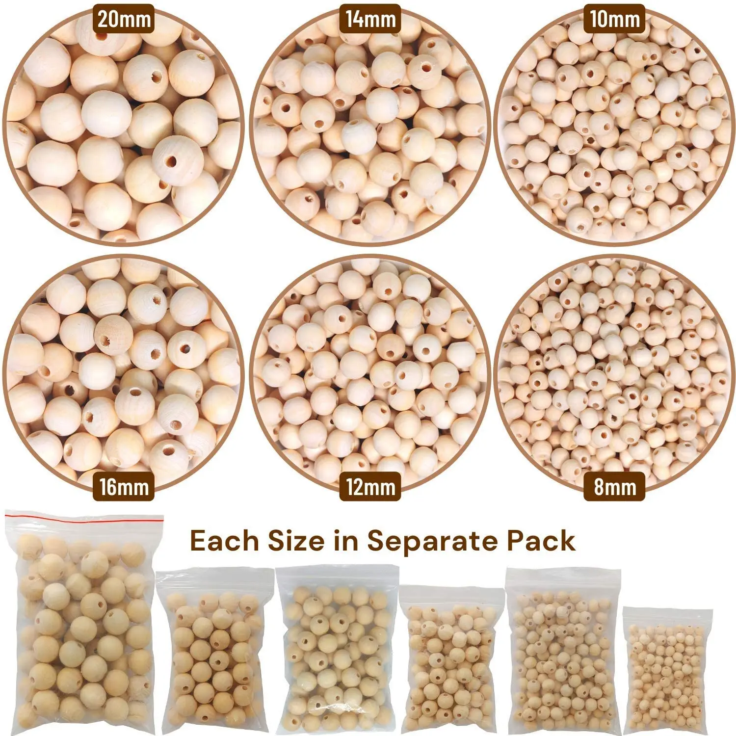 wholesale custom Cheap High quality 8mm 10mm 12mm 14mm 16mm 18mm 20mm diy Wooden Beads for Crafts with Jute Twine