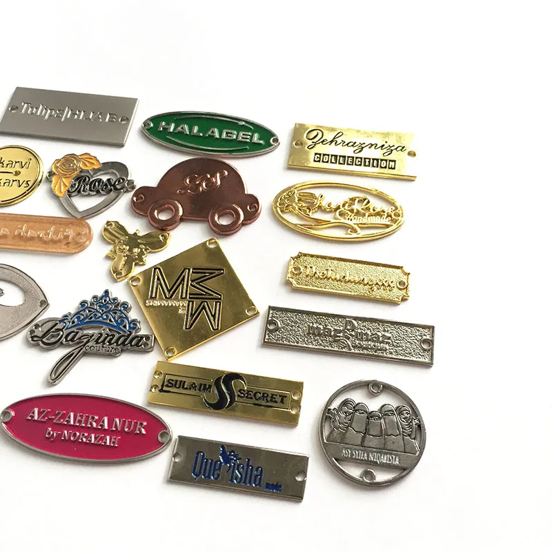 FREE SAMPLE Metal Labels Zinc Alloy Engraved Brand Logo Making Tags Custom Metal Badges for Clothes