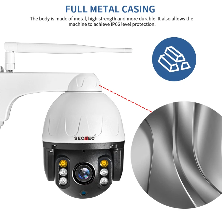 SECTEC HD 4MP Auto Tracking AI Cloud Camera CCTV Wireless IP Smart Camera Outdoor Waterproof PTZ  Camera