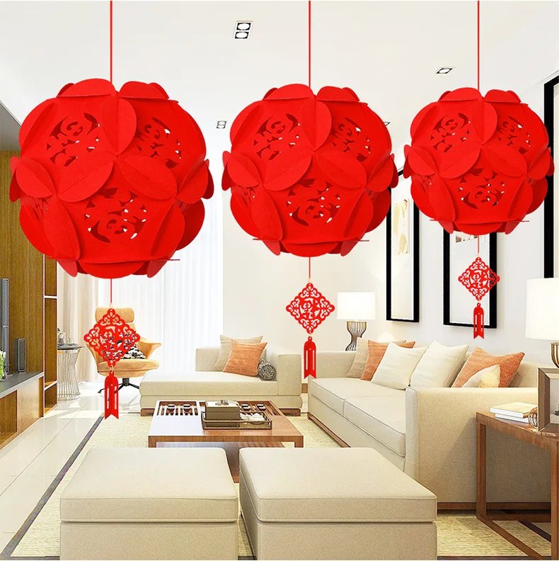 Wholesale Chinese Red Felt Lantern For Chinese New Year Festival Wedding Celebration Decoration