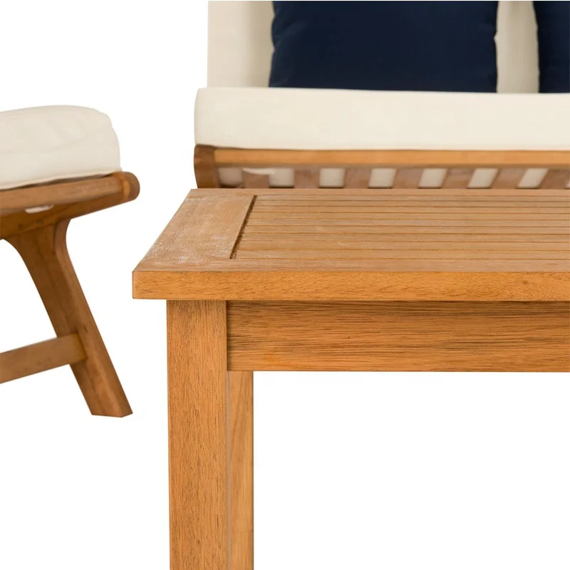 Modern outdoor wood furniture teak outdoor chaise lounge with coffee table