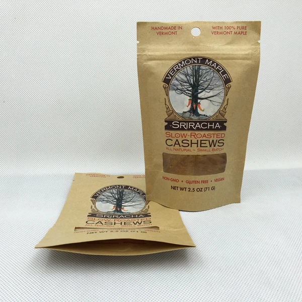 HS custom coffee bags For Snack Kraft Paper Stand Up Zip Lock Cashew Nuts Packaging Pouch