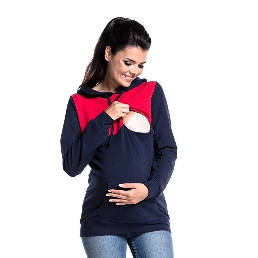 Wholesale custom women maternity hoodie zipper hidden breast feeding sweat hoodie for pregancy