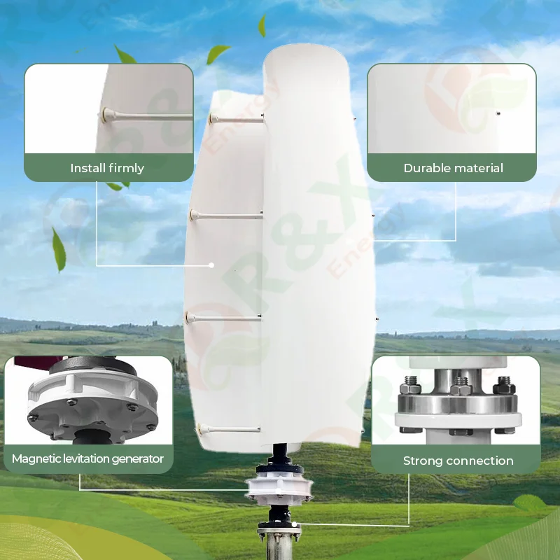1200W 3kw 5kw 10kw VAWT Windmill Vertical Axis  Wind Turbine 24V 48V 120v 220v Wind Power Generator With MPPT Charger
