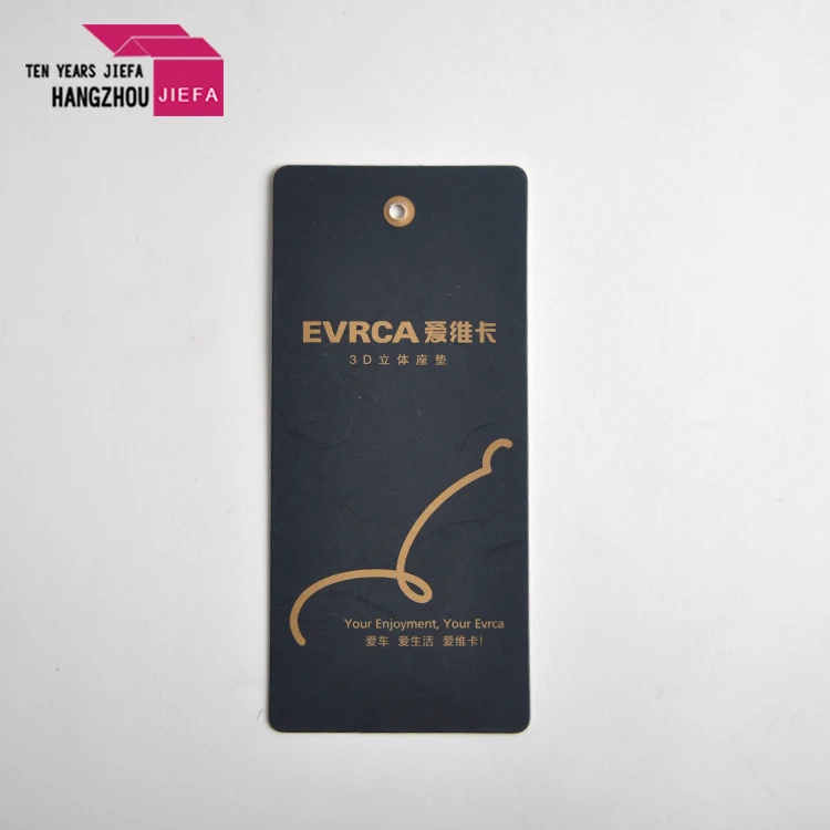 High Quality Black Hang Tag With Gold Logo Coated Paper Small Size For Clothing