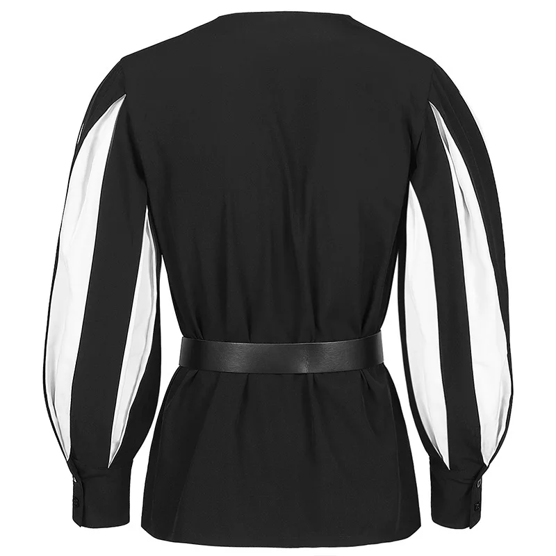 Medieval Shirts Men Pirate Costume Gothic Clothing Steampunk Pirate Tops Ruffled Sleeve Drawstring Knight Cosplay Halloween