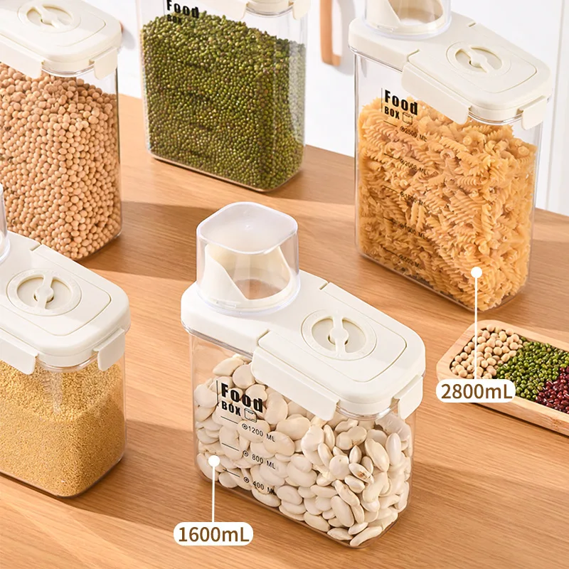 Kitchen Grain storage Tank Eco Friendly Transparent Plastic Rice Beans Grain Storage Jar Fresh Moisture-proof Sealed Container