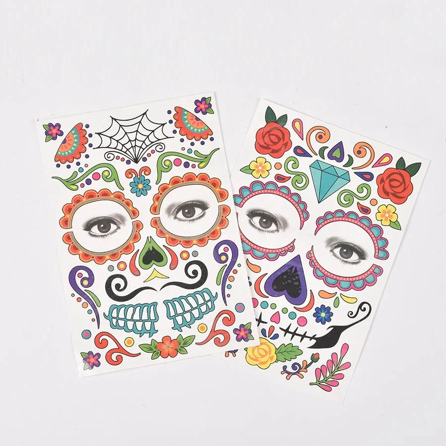 Custom Wholesale Face Arm Temporary Tattoo Sticker Makeup Halloween Tattoo Sticker Waterproof 10 Sheets