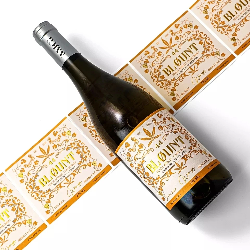 Custom Printing Embossed Brand Logo Gold Foil Private Sweet Red Wine Bottle Label Sticker