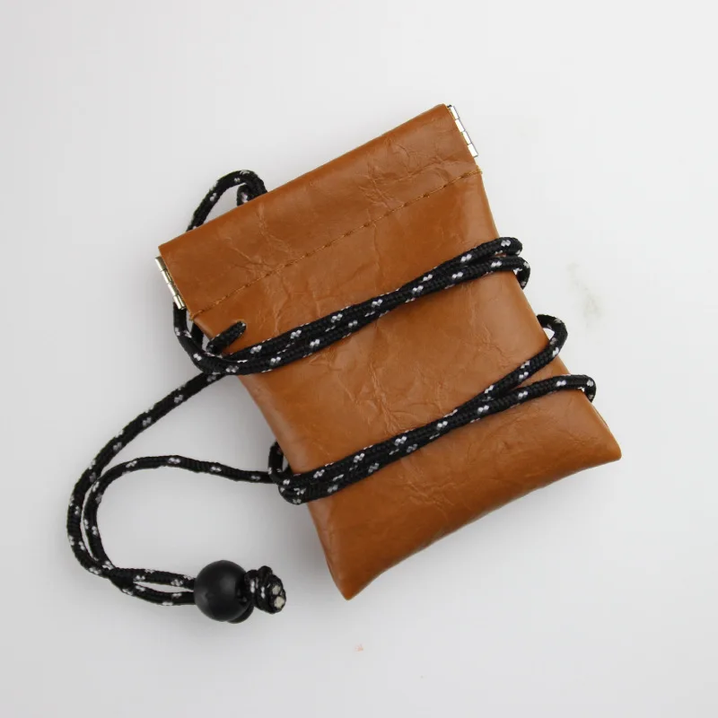 Neck hanging headphones  key coins small storage wallet PU leather mini coin purse wholesale