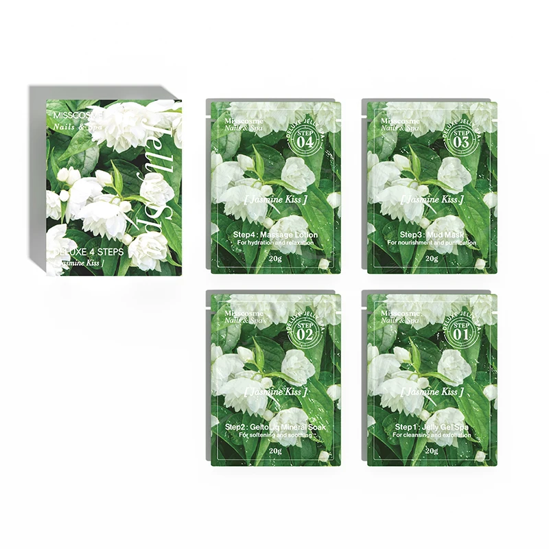 Jasmine Scent Private Label Jelly Pedicure Korea Foot Mask Spa Kit Pedicure And Manicure Box Deluxe 4-Steps Foot Spa Soak