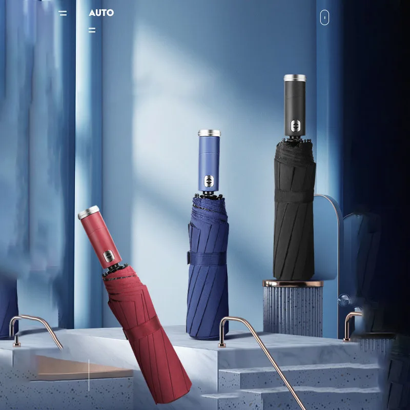 Регулируемые 10K 3 Складные светодиодные зонтики с поворотным фонариком рекламные автоматические деловые для