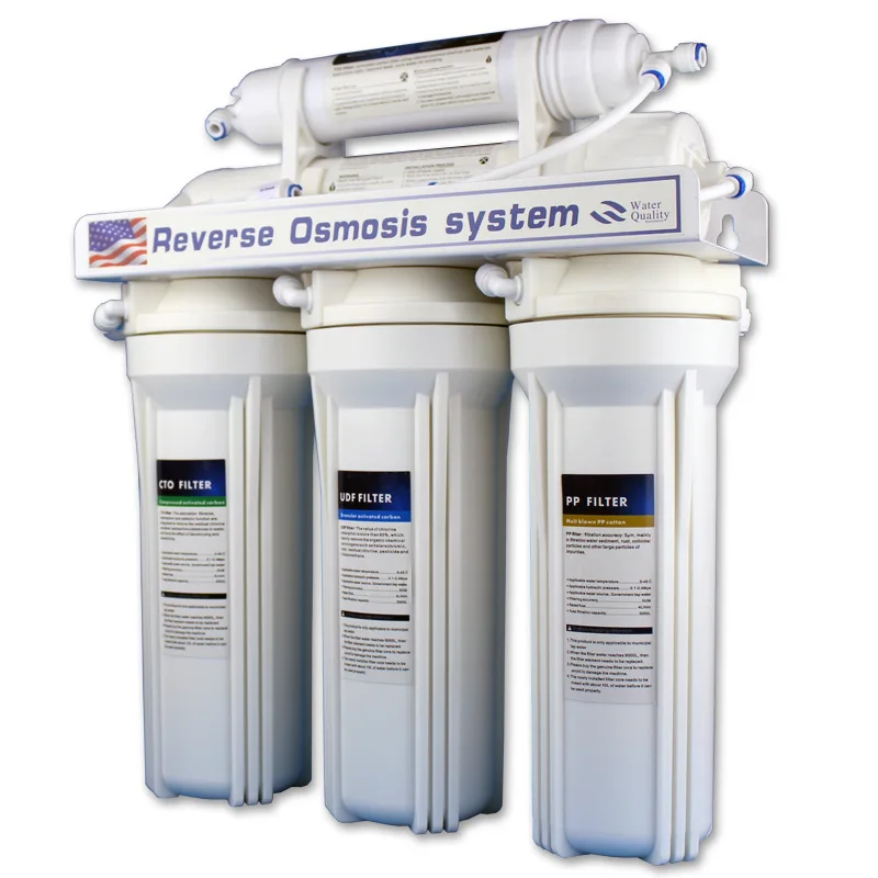 5 Stages PP+UDF+CTO+RO Membrane+T33 Food Grade PP Cotton Melt Blown Activated Carbon Water Filter Purification System