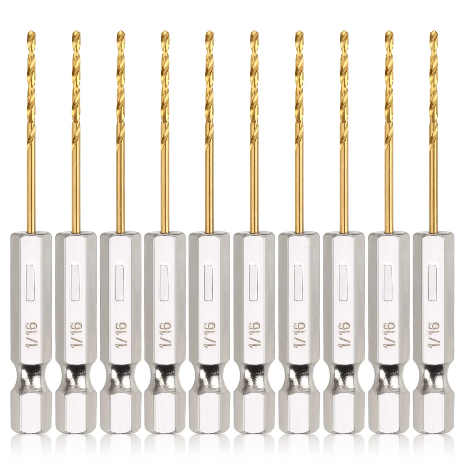 13PCS 1/4 Hex Shank 1.5-6.5mm HSS 4241 Titanium Coating Twist Drill Bit Set