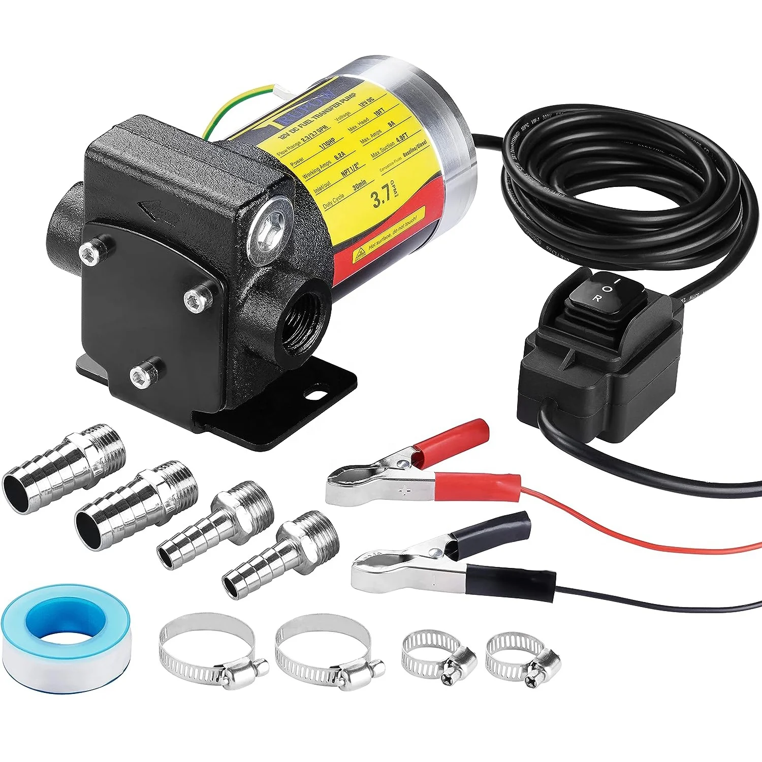 DC 12V New Portable Automatic Self-priming Gasoline Fuel Oil Transfer Pump with Reversible Pumping for Gasoline Diesel Kerosene