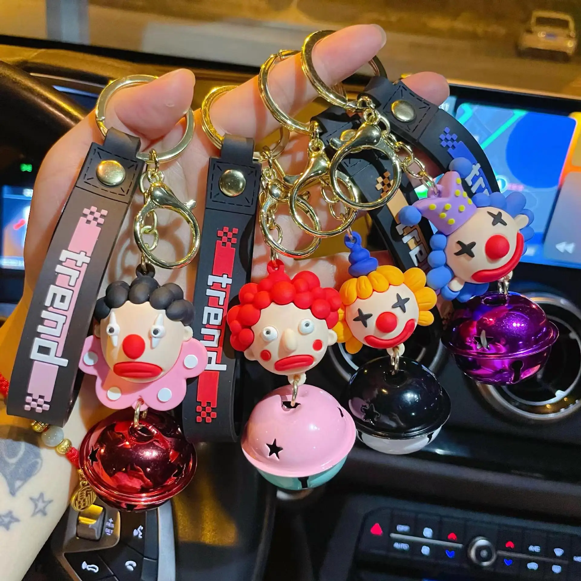 New Cartoon Circus clown doll pendant keychain personalized creative keychain Bell small gift wholesale