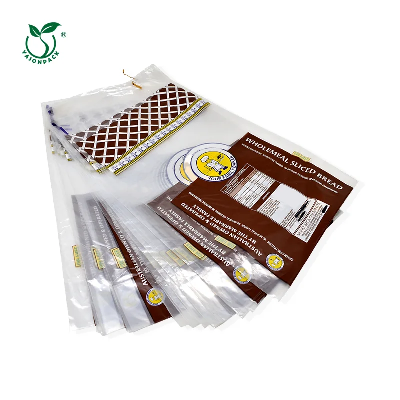 Yasonpack Custom Printing Cpp/Opp Printed Side Gusset Resealable Plastic Bakery Toast Loaf Bread Ice Wicket Packaging Bag