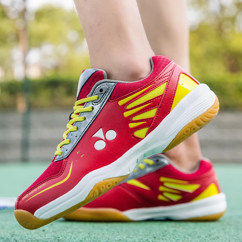 Custom Brand Logo Unisex Professional Badminton Tennis Shoes Men Women Breathable Anti-Slippery Sneakers Training Sports
