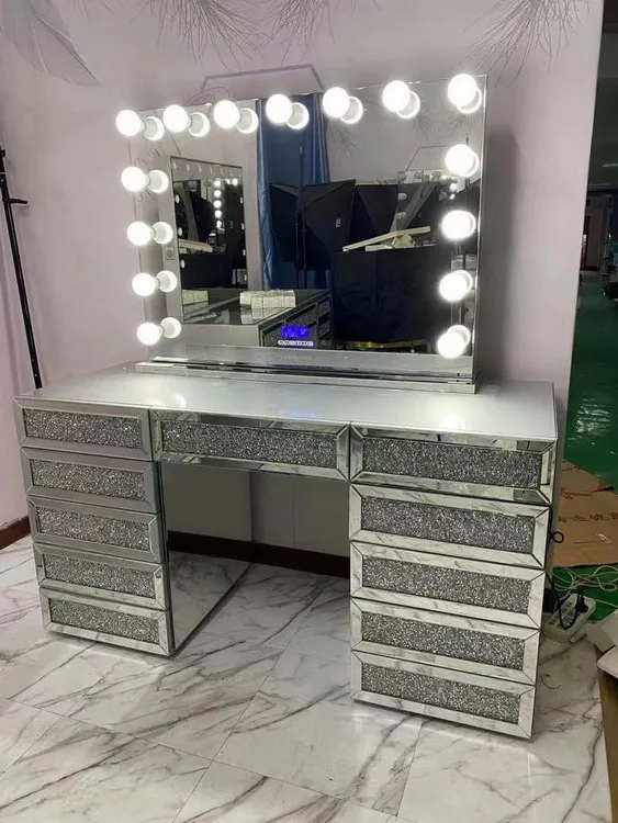 Dressing Table Set With Stool And Oval Shape Mirror Makeup Vanity Furniture Bedroom White,High Quality Dressing Table Mirror