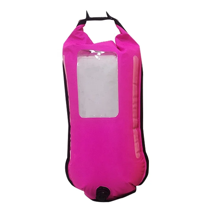 Factory Supply 28L LED Life Swim Buoy Diving Floating inflatable Buoy with 2 air chamber bag