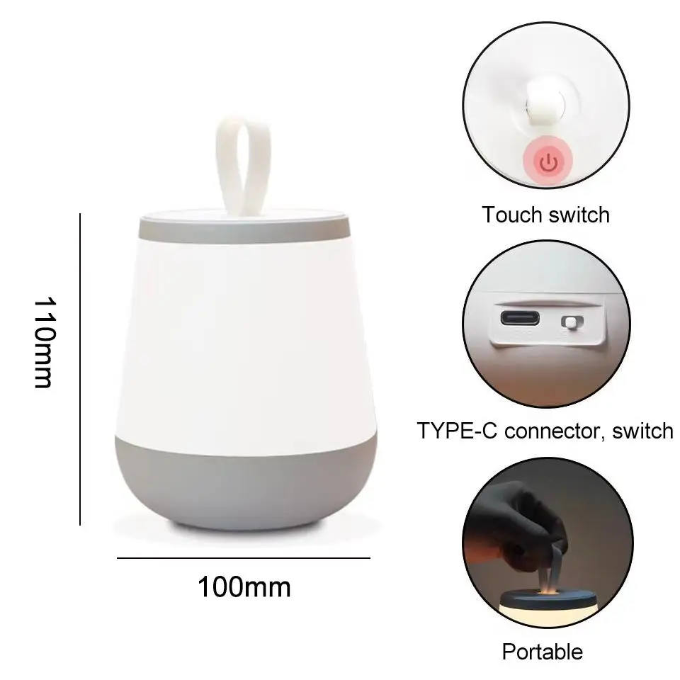 Modern RGB LED Night Light Rechargeable Indoor Decorative Lamp Remote Control Touch USB Battery Supply ABS Mini Bedroom