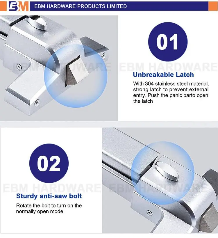 80cm Exit door push bar panic exit device with lever handle Emergency push bar panic lock Fire door anti panic bar