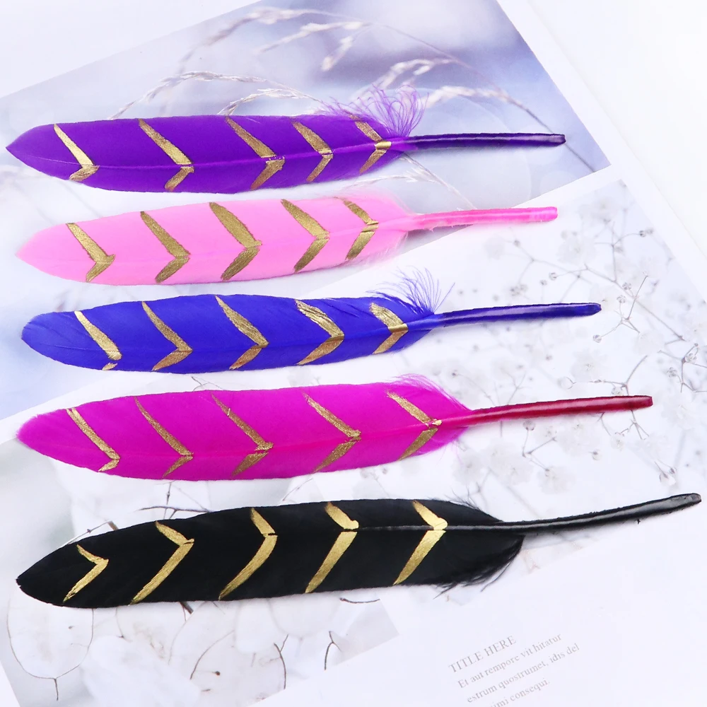 factory price  drak purple 10-18cm  Feathers Jewelry Crafts Plume Custom hand  Printed Goose Feather for Crafts Hats toys