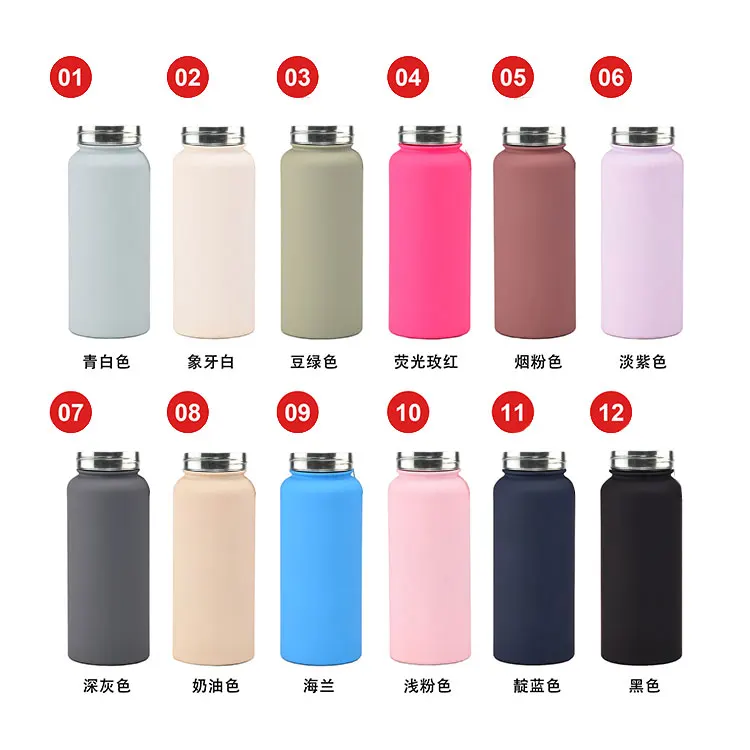 Cute 500ml Big Stainless Steel Insulated Vacuum matte rubber Powder Coated drinking water bottle