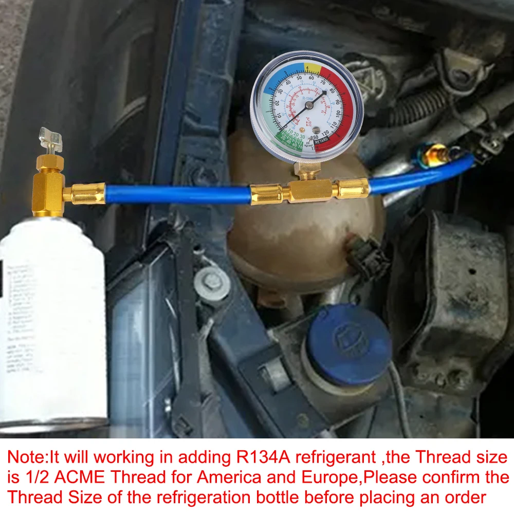 Freon r134a Car Refrigerant Pipe Open Valve Charging Pipe Car Air Conditioner Tools Car Accessories With Measuring Gauge