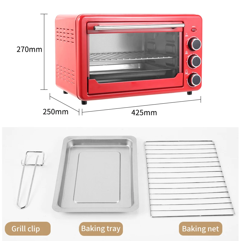 Electric Oven for Baking cake Bread Pizza Ovens 25l Mini Kitchen Commercial Tandoor Stove Smart Home Toaster Oven