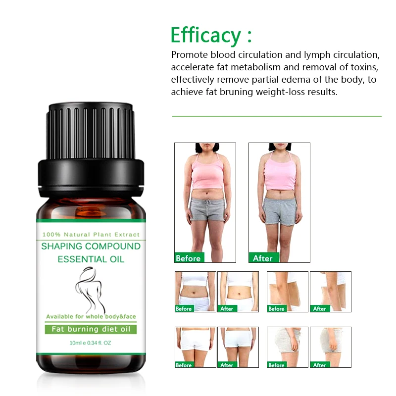 10ML Wholesale Natural Organic body cellulite slimming oil body fat burning weight loss essential oil drops
