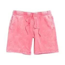 Custom Logo High Quality French Terry Cotton Puff Printing Shorts Acid Wash Shorts For Men