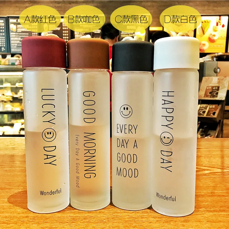 Factory custom wholesale fashionable empty double walled high borosilicate frosted clear glass water bottle nice