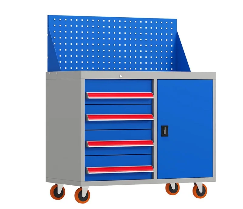 Industrial Mobile Storage Cart Steel Tool Cabinet with Wheels for Workshops Auto Repair Powder Coating Finish OEM Supported