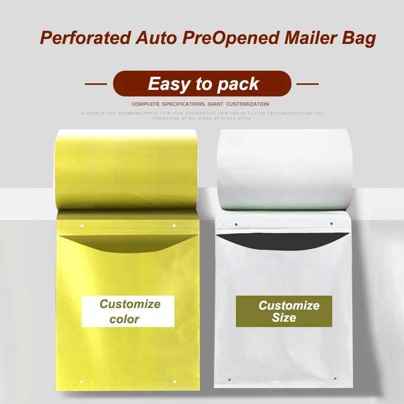 Auto Plastic Roll Hot Sale Pre-opened Custom Poly mailer Print Packaging Auto Courier Express Bag for Automated Packing  Machine
