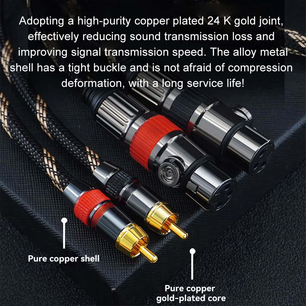 Xlr Female/male To 2Rca Male Gold Plated 24k Braided Hifi Audio Cable For Amplifier Microphone Speaker Mixing Console Stereo Set