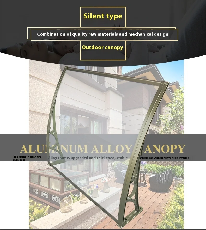 All-Season Impact-Resistant Polycarbonate Canopy Frame White Plastic Outdoor Awning Window Terrace Manual Operation for Pavilion